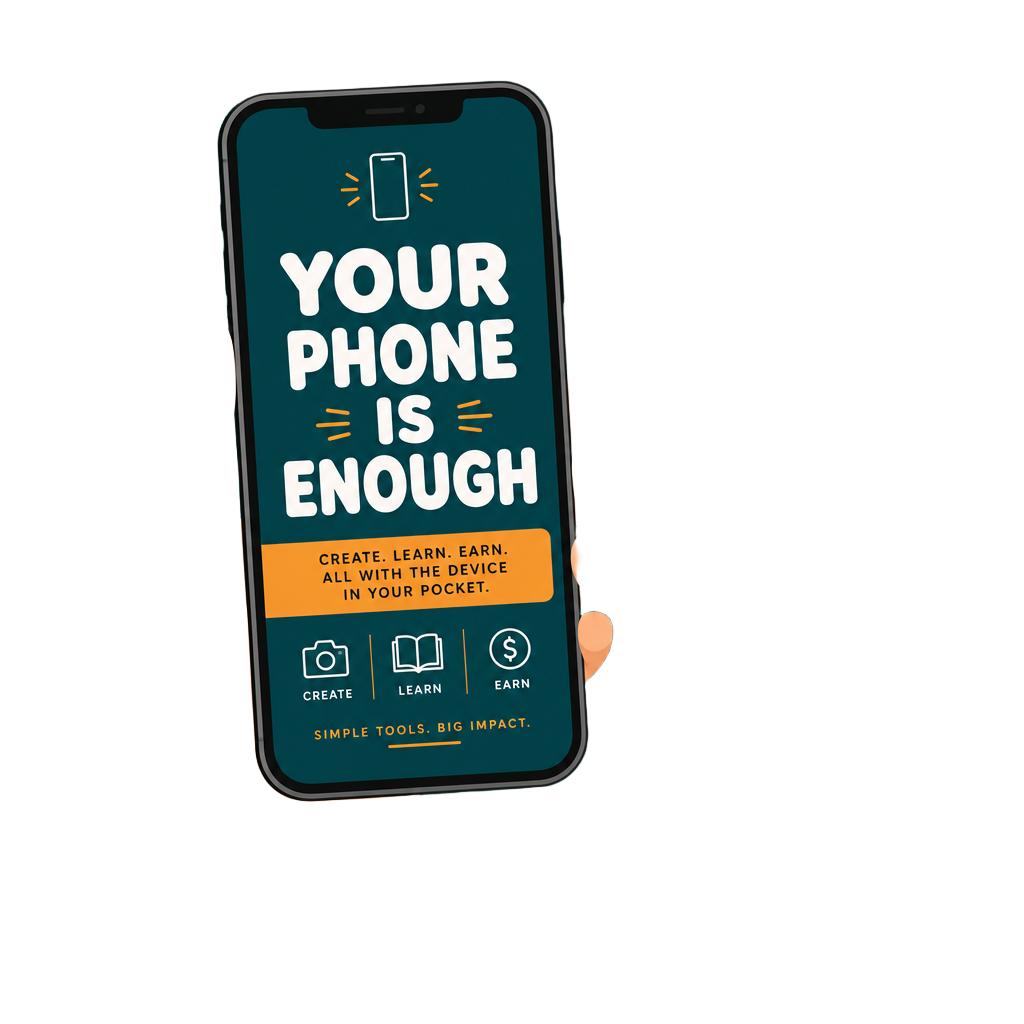 The Your Phone Is Enough ebook cover displayed on a smartphone screen